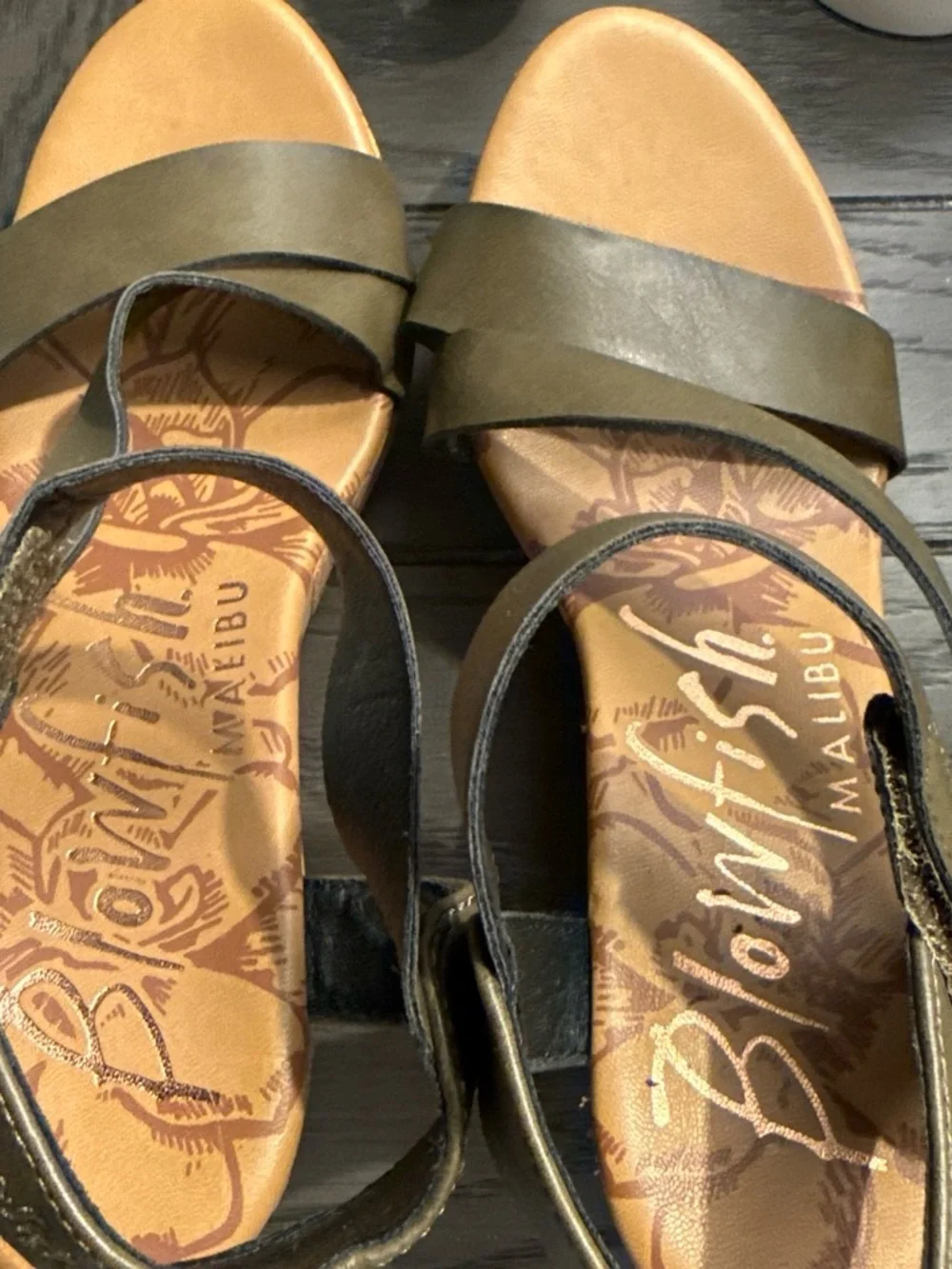 Blowfish Olive Green Platform Wedge Sandals